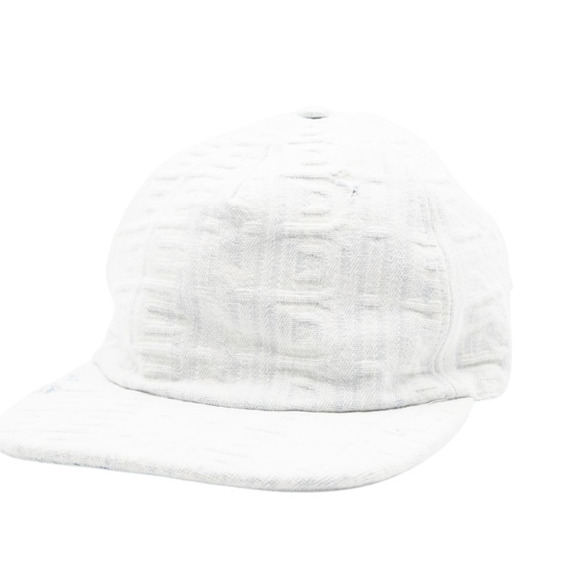 FENDI Men's Cotton Denim Distressed Logo Cap White Size M/L 59cm (Large) ...